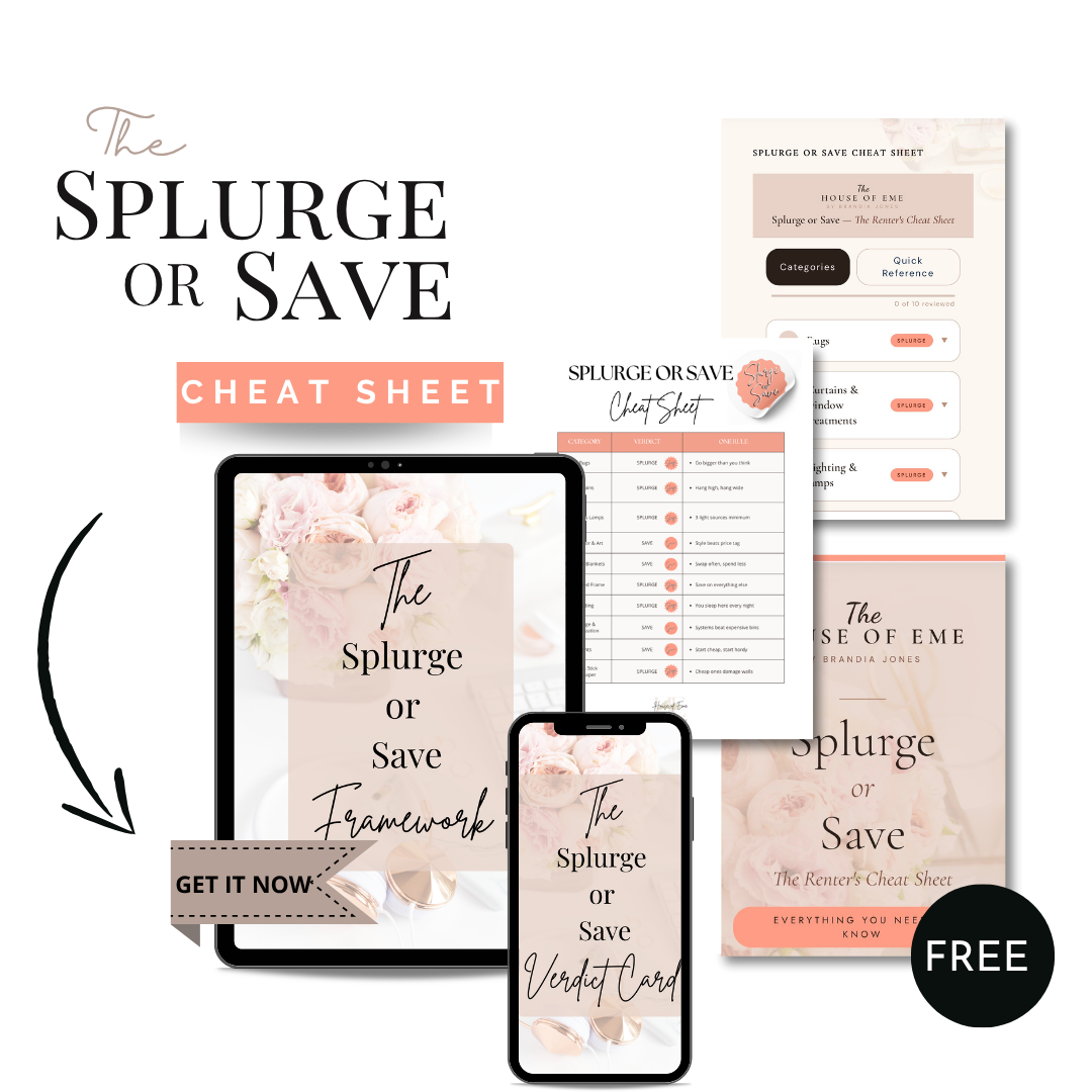 Splurde Splurge or Save The Renter's Cheat Sheet - House of Eme